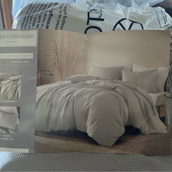 Hallmart Collectibles 100% Linen Comforter Set in heather gray. Twin size. New. - Picture 5 of 5